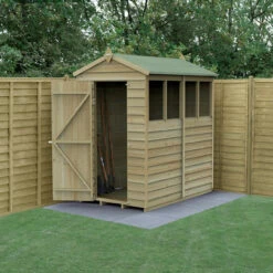 Forest Garden 4LIFE Apex Shed (4x6) Pressure Treated FSC 1-Door 4-Windows With Installation