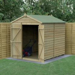 Forest Garden 4LIFE Apex Shed (6x8) Pressure Treated FSC 2-Door With Installation