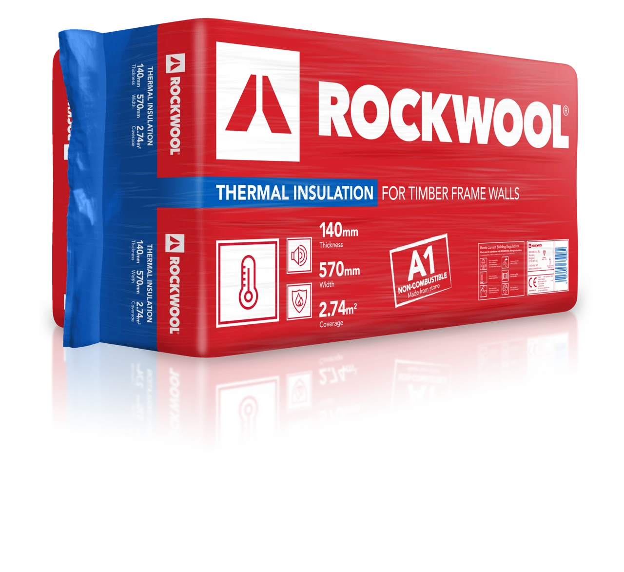 Rockwool Thermal Timber Frame Insulation Slab 1200 X 570 X 140mm 1 Rockwool Thermal Timber Frame Insulation Slab 1200 X 570 X 140mm